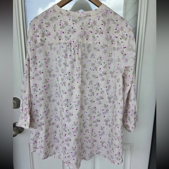Lane Bryant Floral Button-Up Shirt  18/20 Womens Collarless Long Sleeve Normcore - Picture 9 of 10